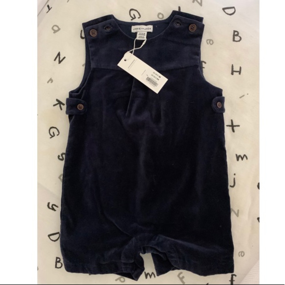 Janie and jack velvet navy shortall